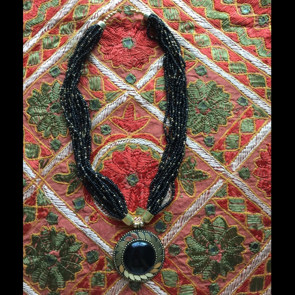 Bohemian Pote Beads with Sunburst Pendant